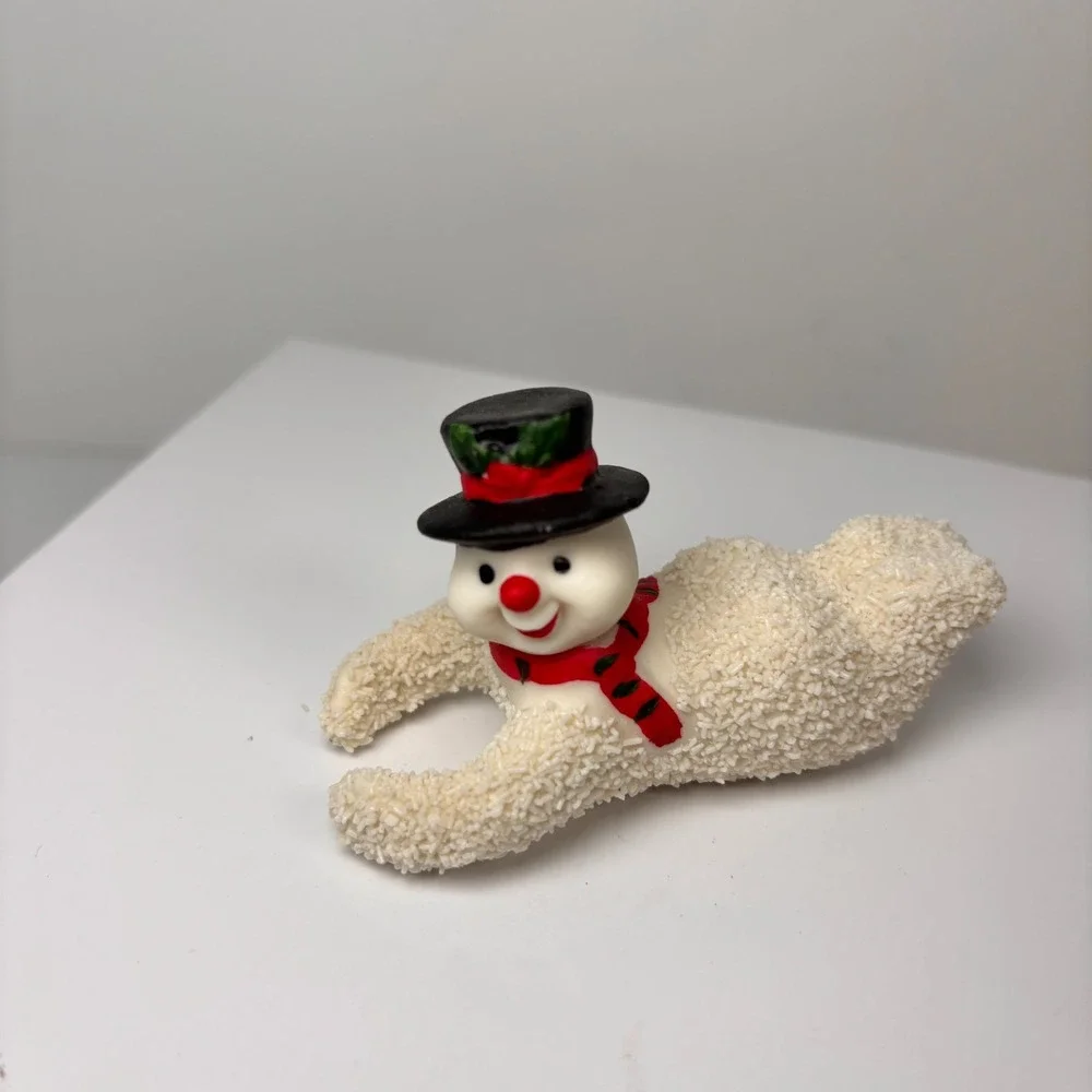 Snowman Candle Huggers Sugared Ceramic Don Mechanic 3in Vintage 1990s (Qty 4)